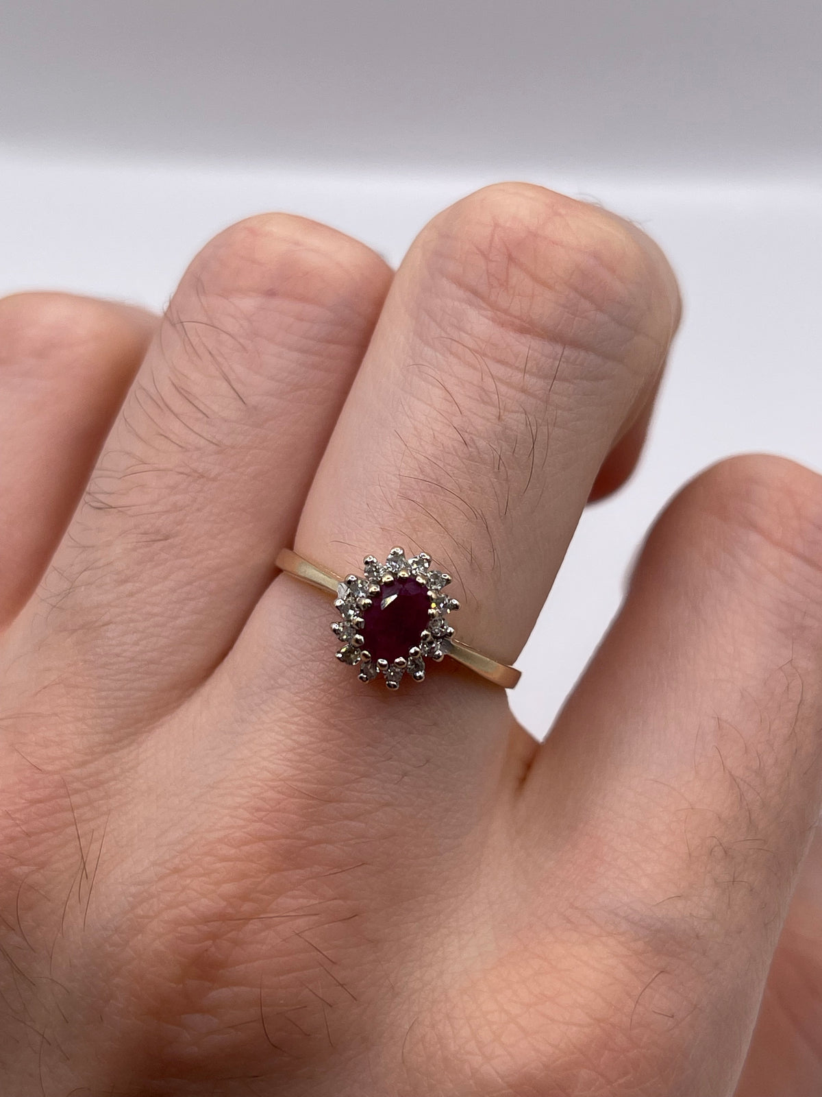 9ct gold ruby and diamond ring