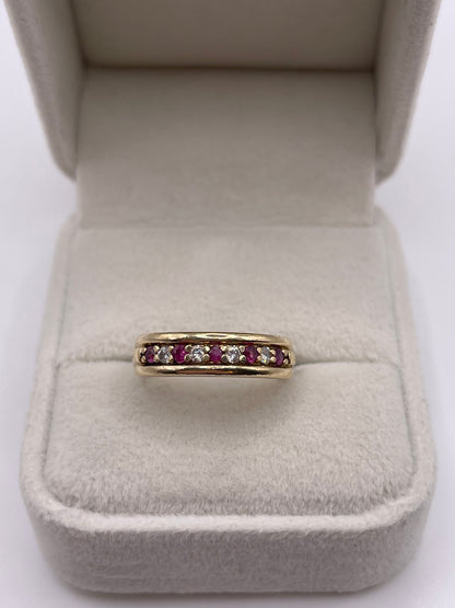9ct gold ruby and diamond ring