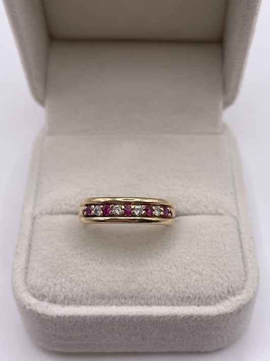 9ct gold ruby and diamond ring