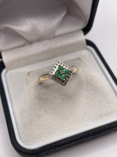 Load image into Gallery viewer, 9ct gold emerald and diamond ring
