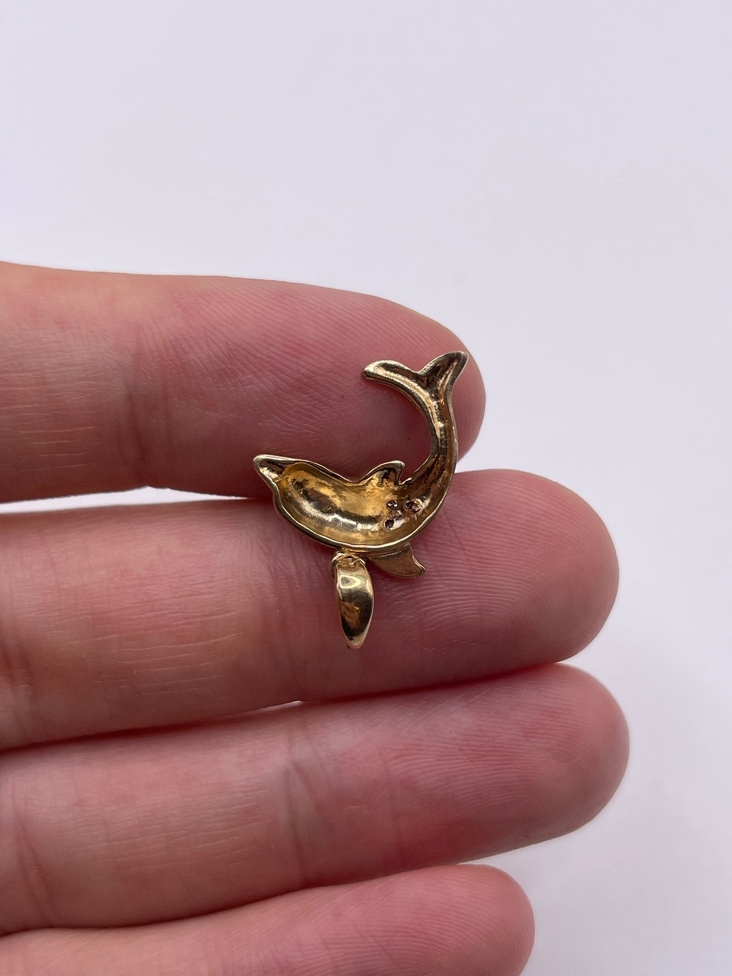 9ct gold diamond dolphin charm