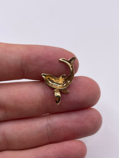 9ct gold diamond dolphin charm