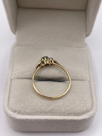 9ct gold emerald and diamond ring