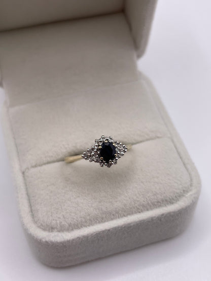 9ct gold sapphire and diamond ring