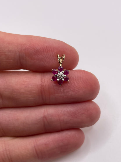 9ct gold ruby and diamond pendant