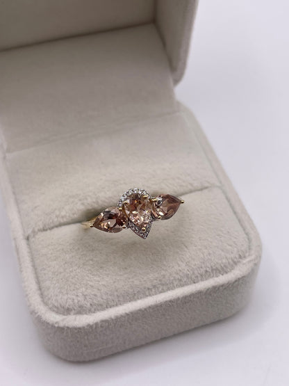 9ct gold morganite and zircon ring
