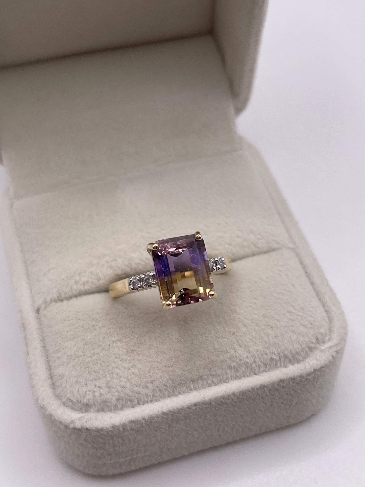 9ct gold ametrine and diamond ring