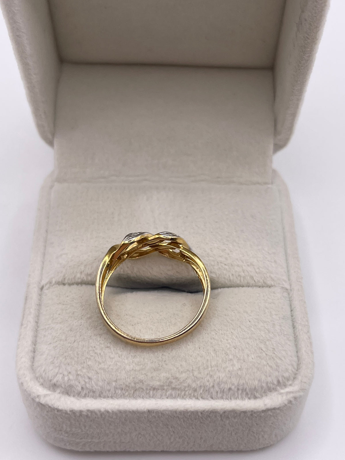 9ct gold diamond knot ring