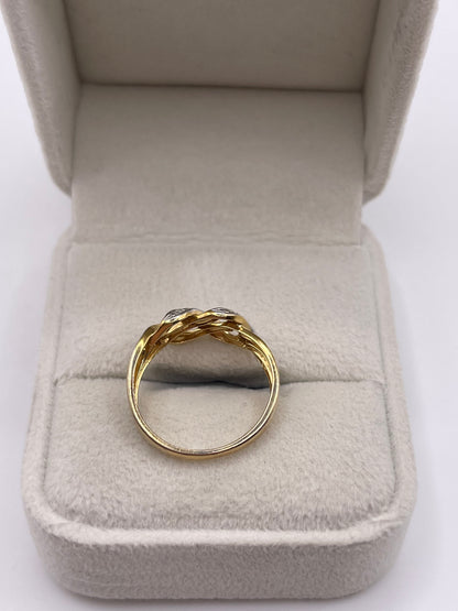 9ct gold diamond knot ring