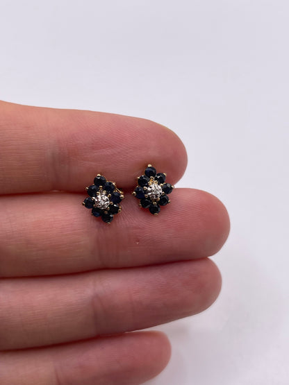 9ct gold sapphire and diamond earrings
