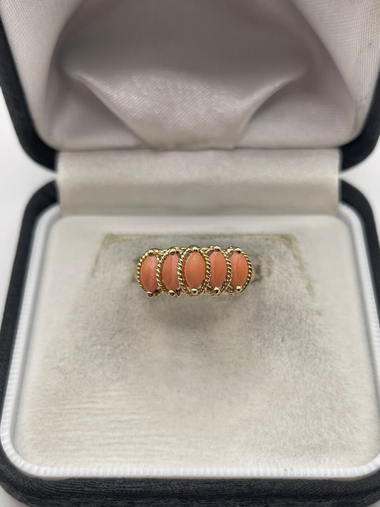 9ct gold coral ring