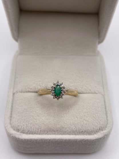 9ct gold emerald and diamond earrings