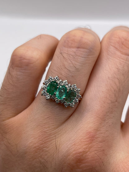 9ct gold emerald and cz ring