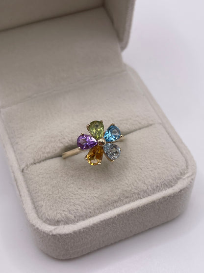 9ct gold multi gemstone ring