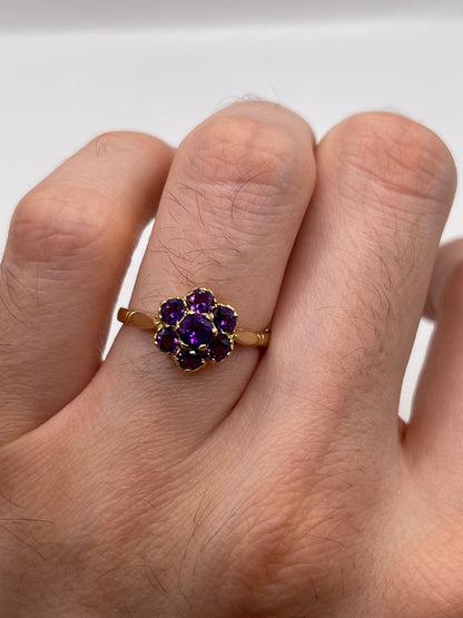 9ct gold amethyst cluster ring