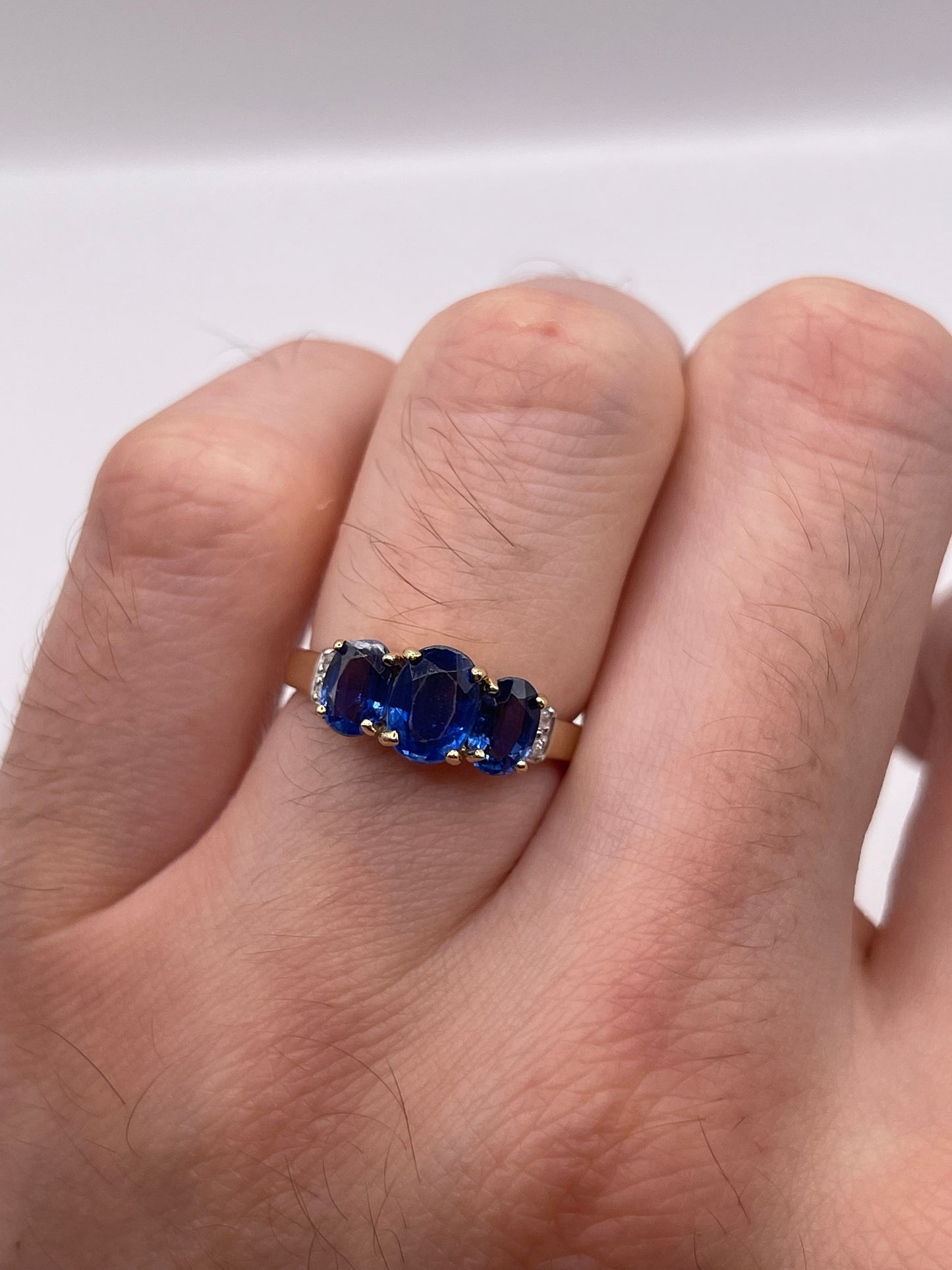 9ct gold kyanite and diamond ring