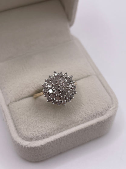 9ct gold diamond cluster ring