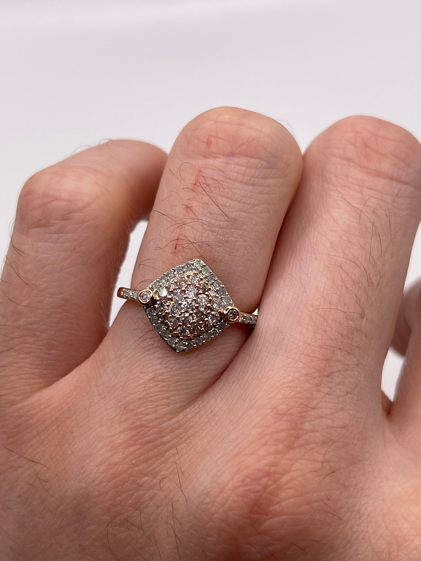 9ct rose gold diamond cluster ring