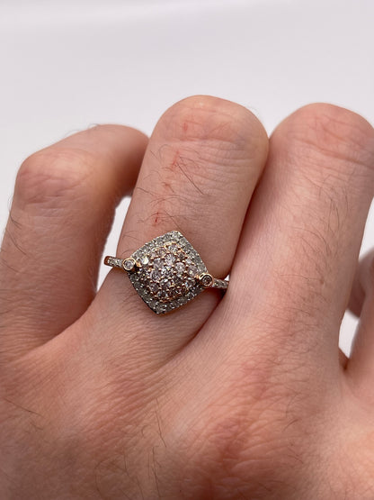 9ct rose gold diamond cluster ring