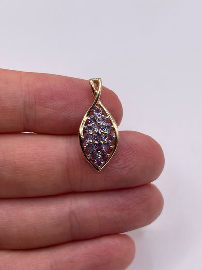 9ct gold tanzanite cluster pendant