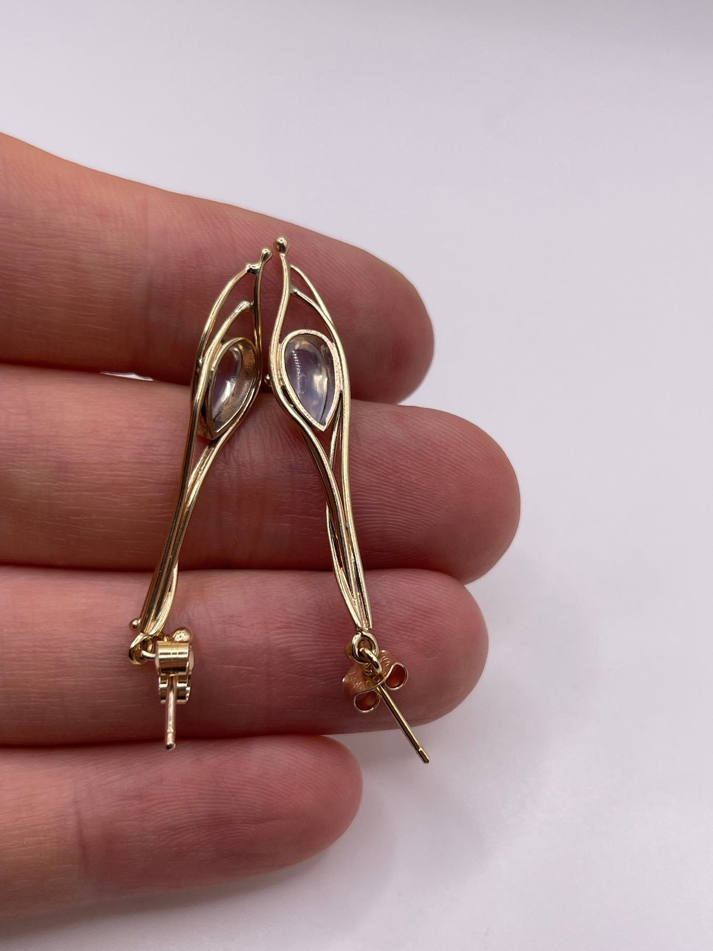 9ct gold moonstone earrings