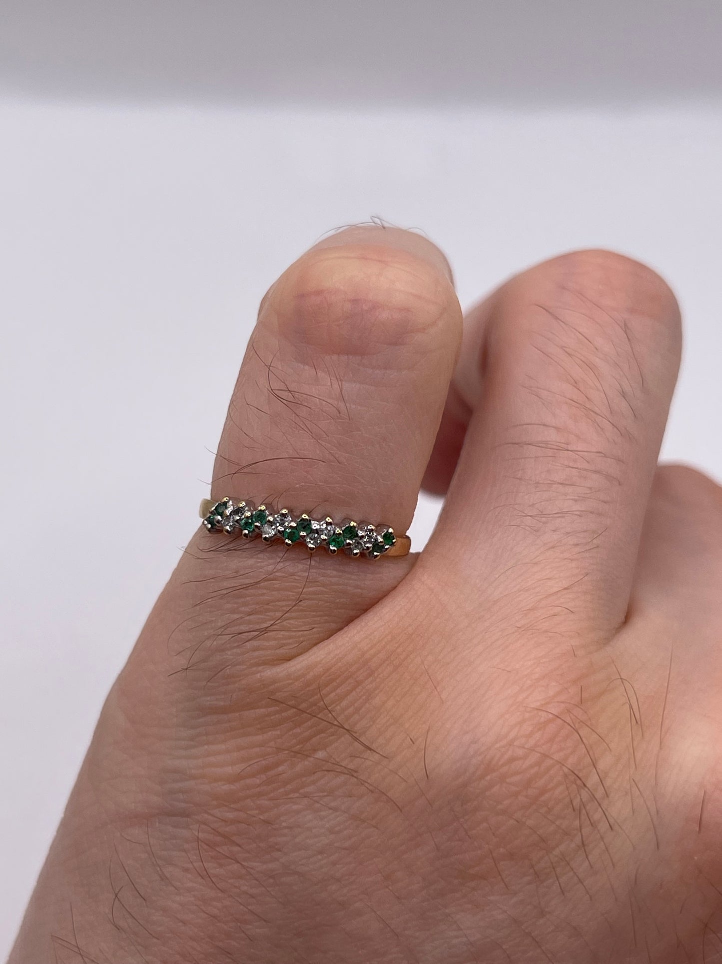 9ct gold emerald and diamond ring