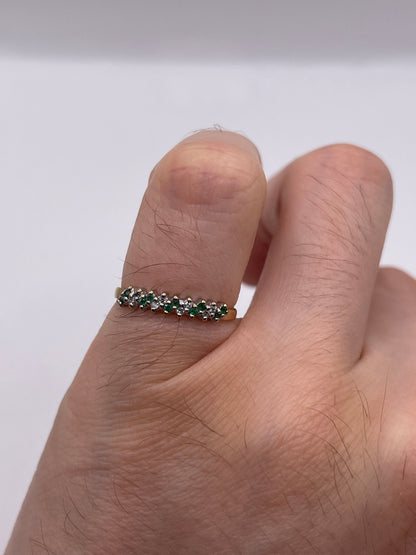 9ct gold emerald and diamond ring