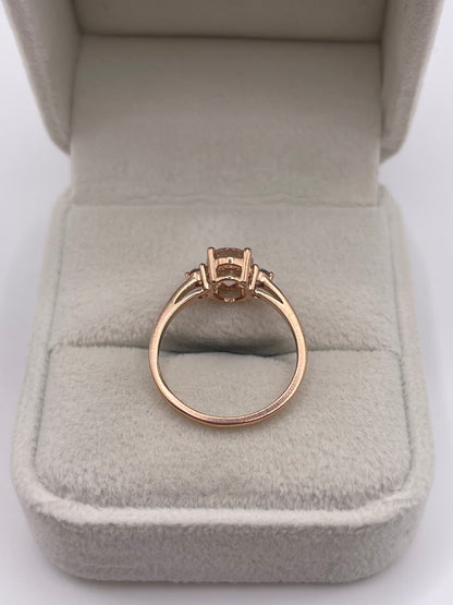 9ct rose gold morganite and diamond ring