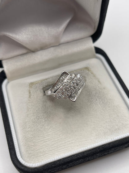 9ct white gold diamond cluster ring