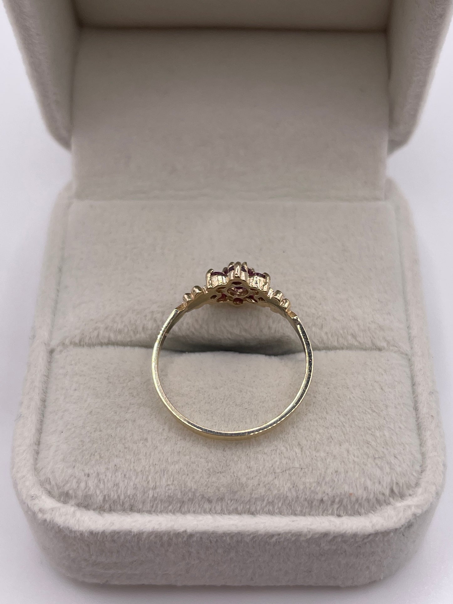 9ct gold ruby cluster ring
