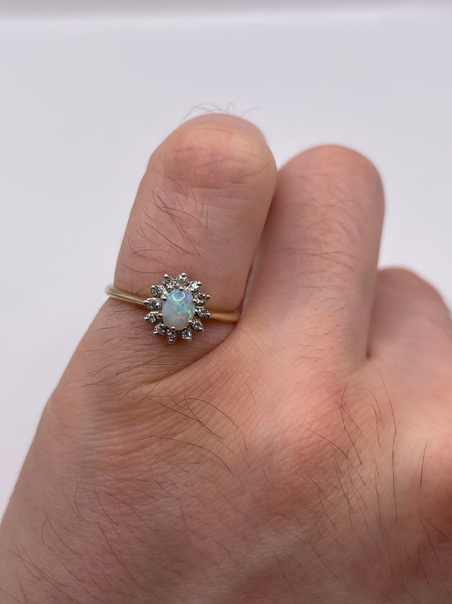 9ct gold opal and diamond ring