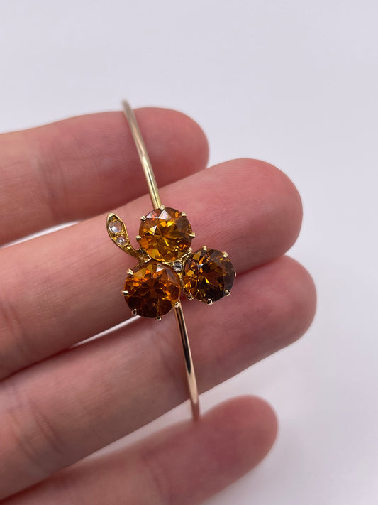 Antique 15ct gold citrine and diamond bangle