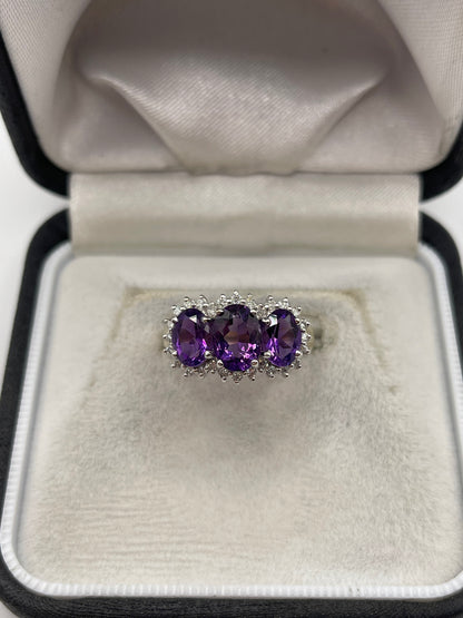 9ct gold amethyst and diamond ring