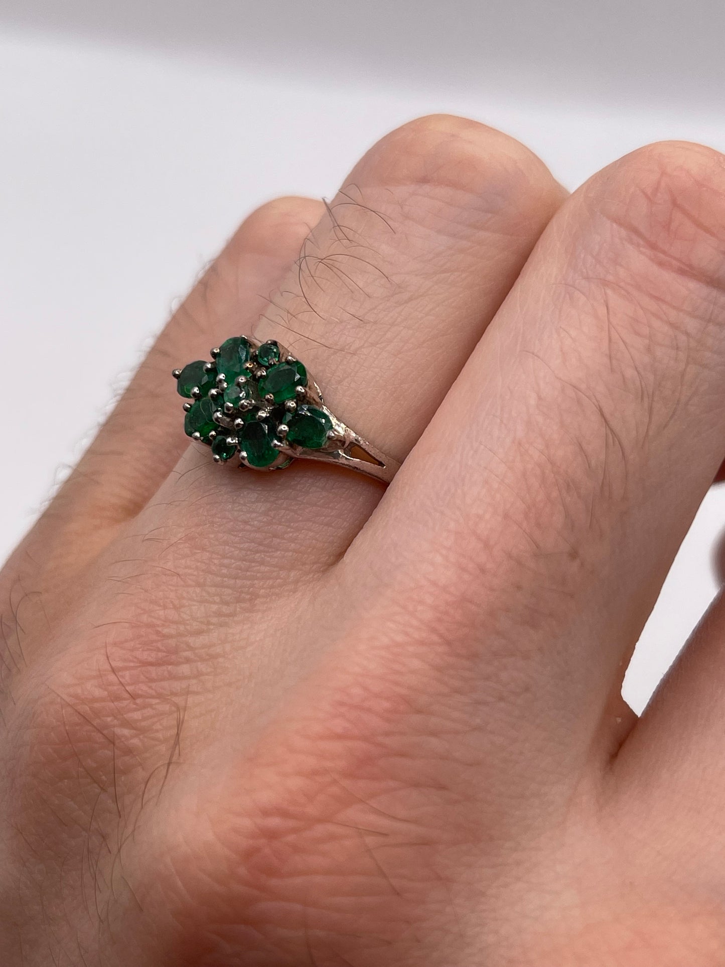 Silver emerald ring