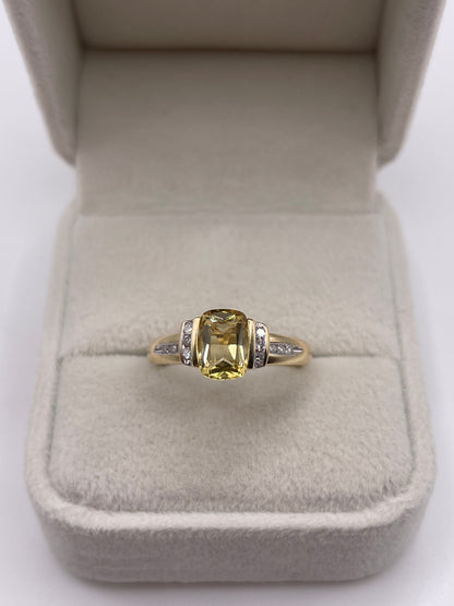 9ct gold citrine and diamond ring