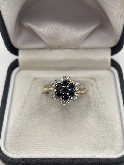 9ct gold diamond cluster ring