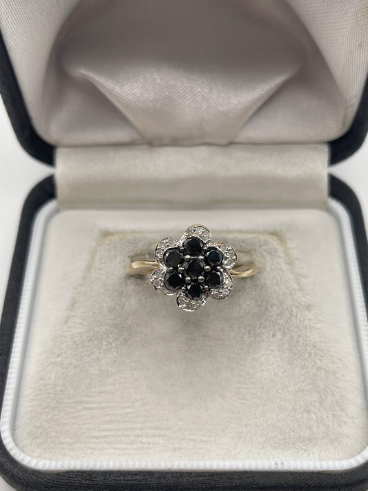 9ct gold diamond cluster ring