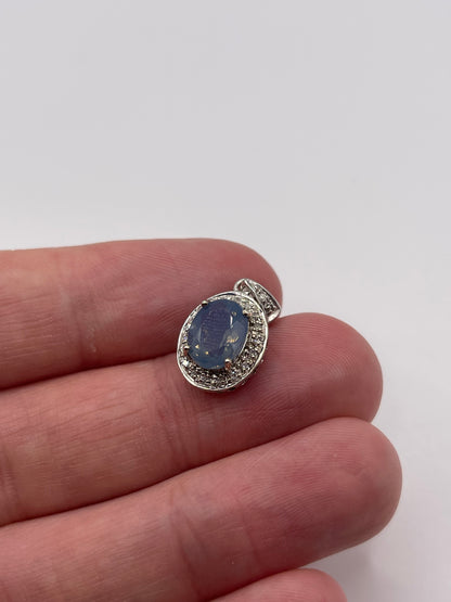 9ct white gold quartz and diamond pendant
