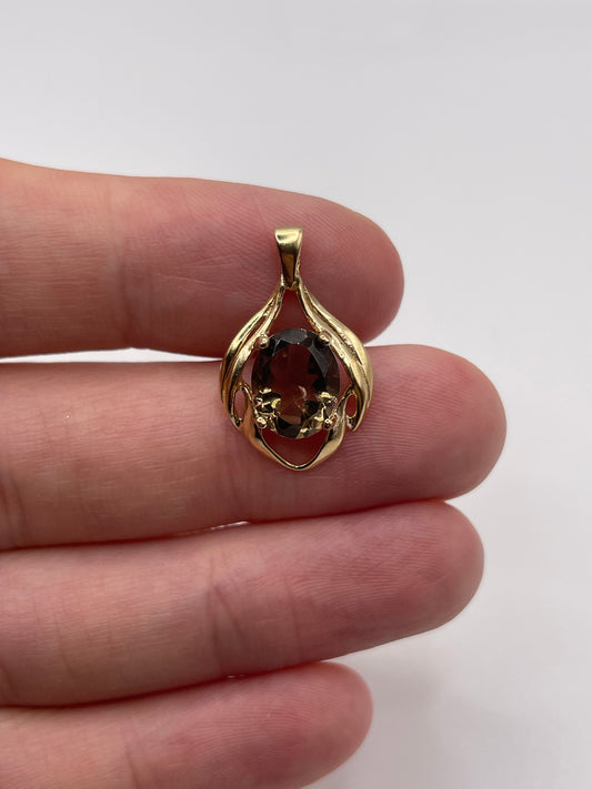 9ct gold Smokey quartz pendant