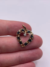 Load image into Gallery viewer, 9ct gold sapphire and diamond heart pendant
