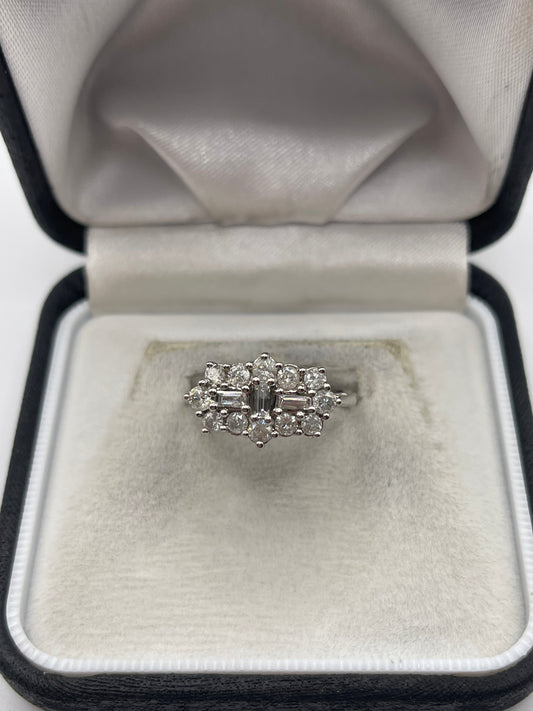 18ct white gold diamond cluster ring