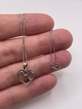 Load image into Gallery viewer, 9ct white gold diamond heart necklace
