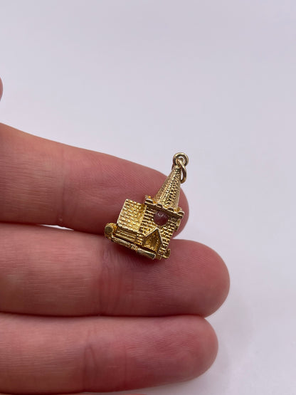 9ct gold church charm