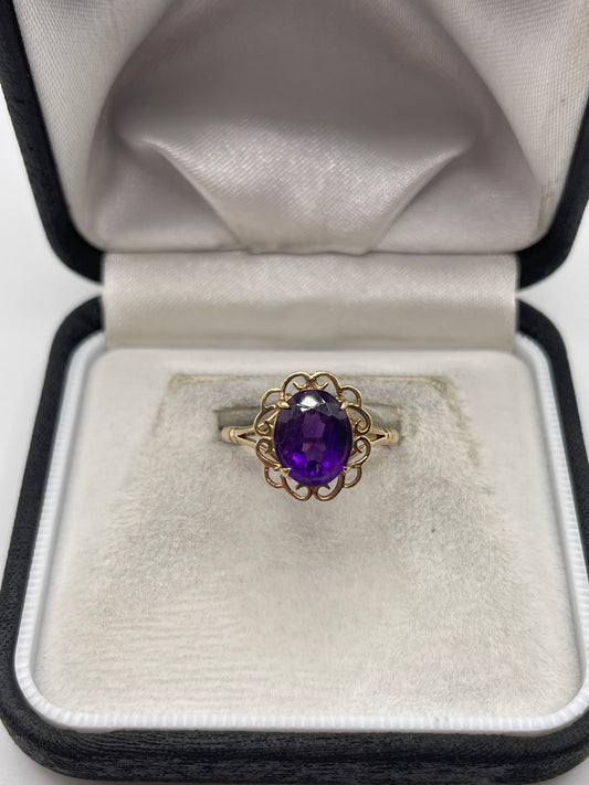 9ct gold amethyst ring