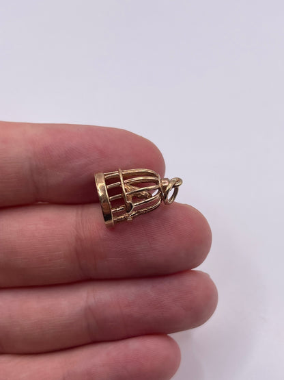 9ct gold birdcage charm