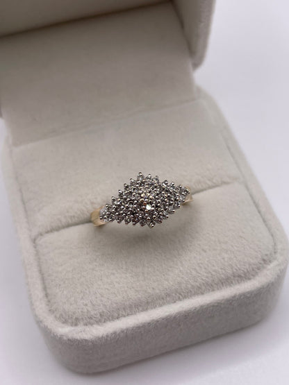 9ct gold diamond cluster ring