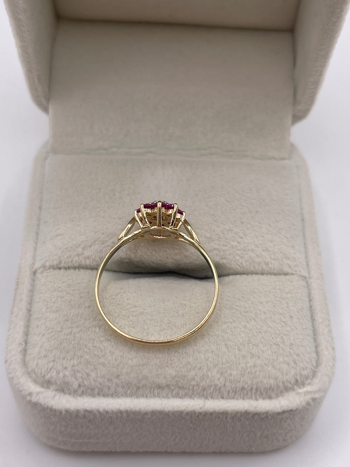 9ct gold ruby and diamond ring