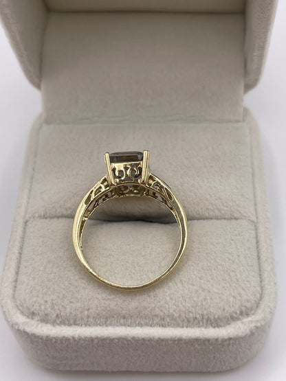9ct gold mystic topaz and diamond ring