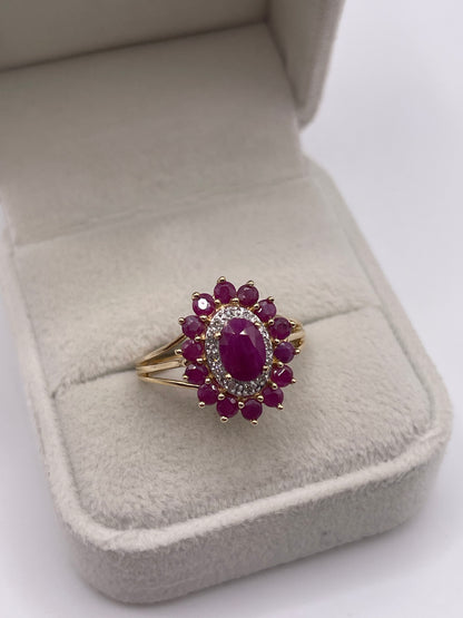 9ct gold ruby and diamond ring