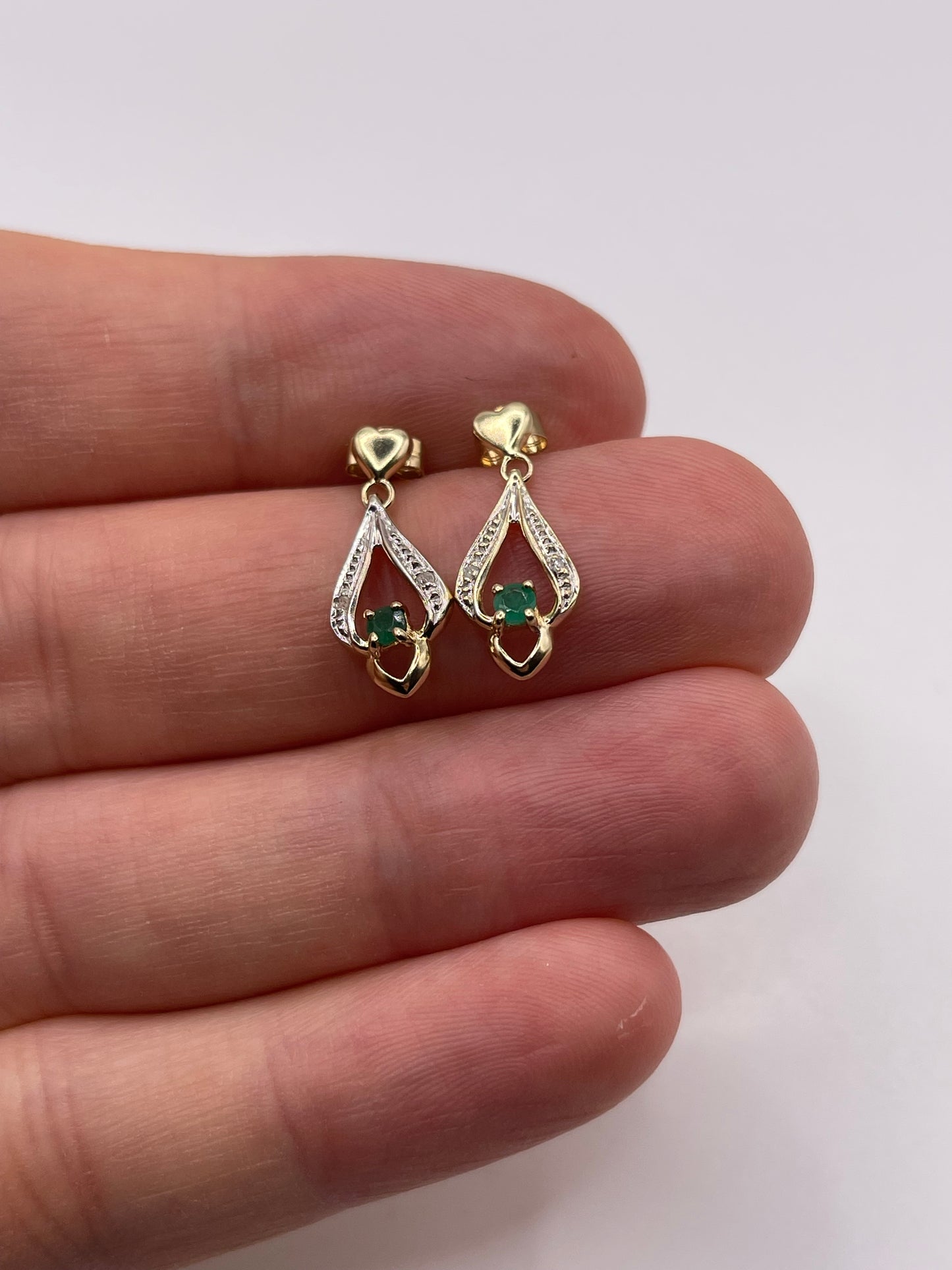 9ct gold emerald and diamond earrings